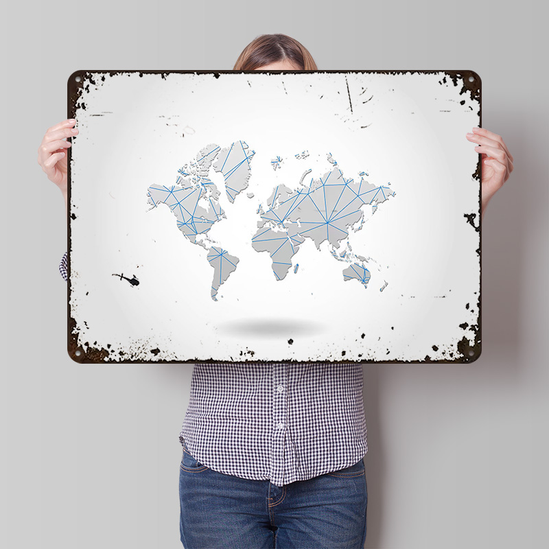 World Map Tinplate Poster Cust - World Of Retro Gaming ulasan dan harga