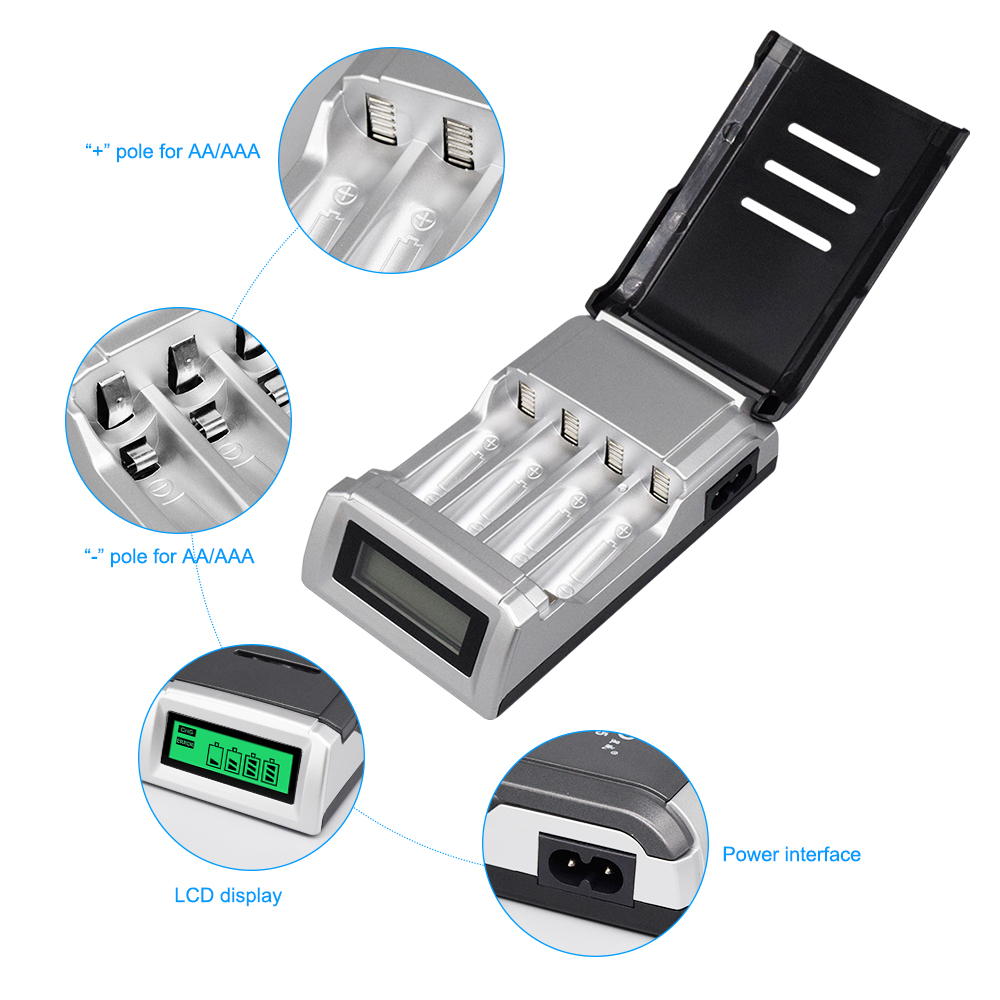 PALO 4 Slots Smart LCD Display - Rechargeable Battery Aa ulasan dan harga