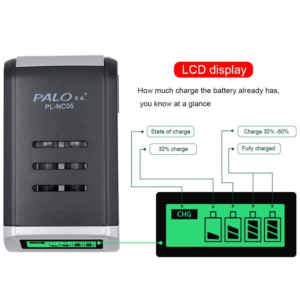 PALO 4 Slots Smart LCD Display - Rechargeable Battery Aa ulasan dan harga
