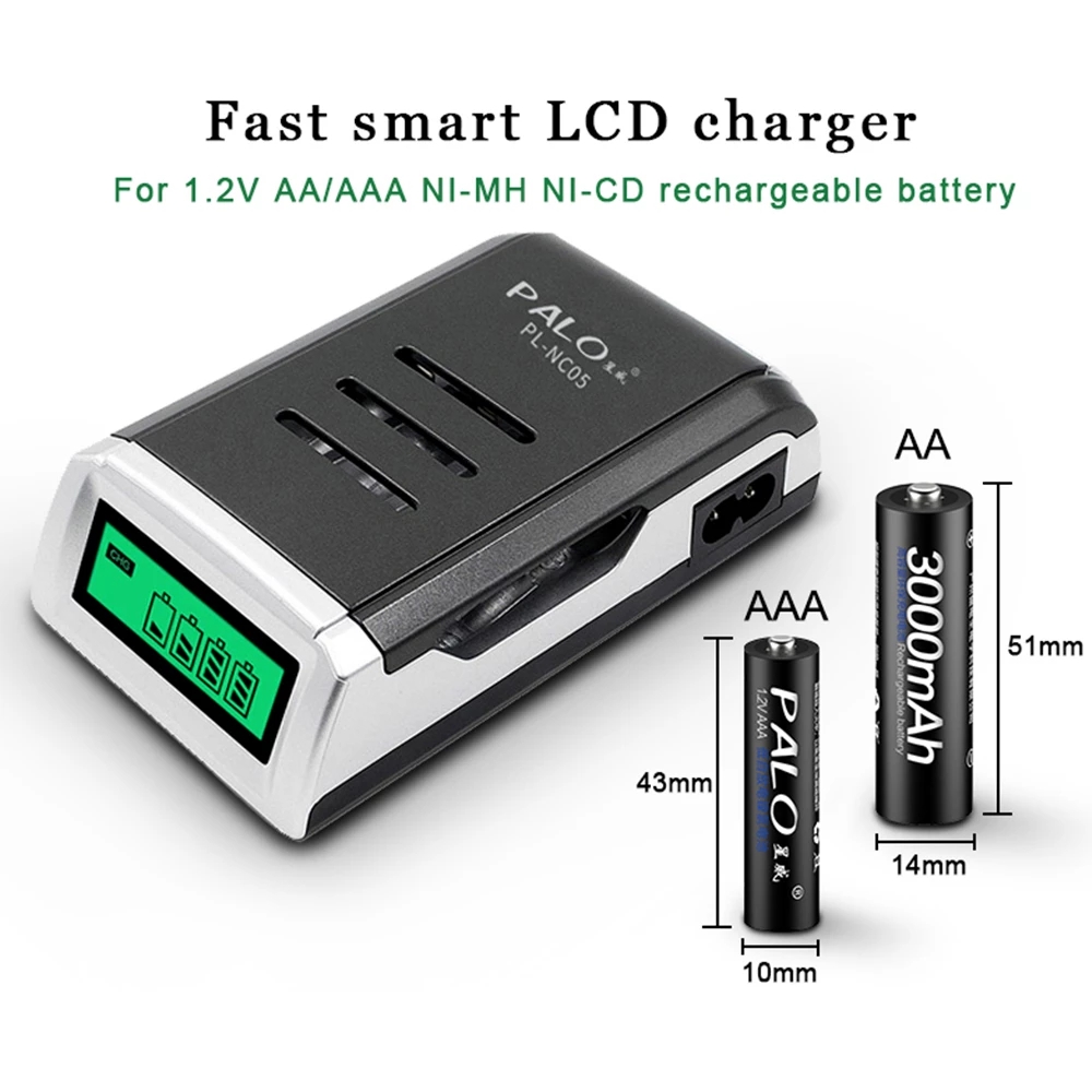 PALO 4 Slots Smart LCD Display - Rechargeable Battery Aa ulasan dan harga