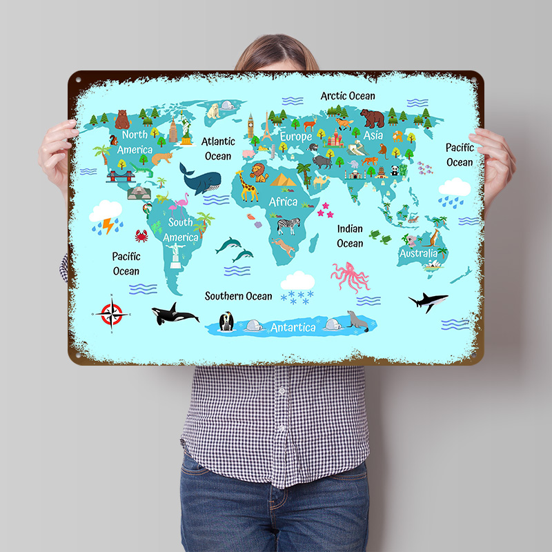 Kids World Map Printed Poster  - World Of Retro Gaming ulasan dan harga