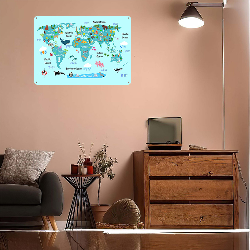 Kids World Map Printed Poster  - World Of Retro Gaming ulasan dan harga